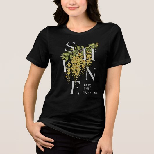 Zonnebloem bloemtypografie kunstwerk van PixelPeak Tri-Blend Shirt (Voorkant)