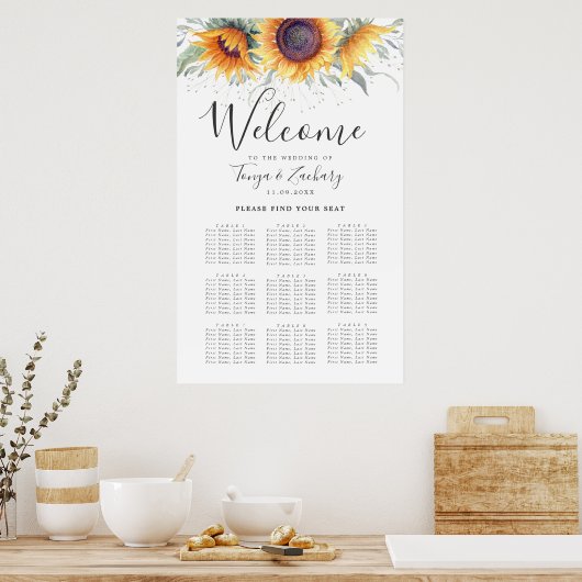 Zonnebloem Bloom 9 Tafelplaatjes Poster (Keuken)