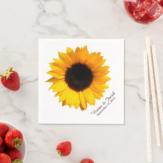 Zonnebloem Bloom Aangepaste Bruiloft Servetten (Insitu)