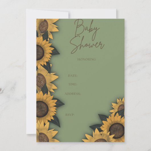 Zonnebloem Bloom Baby shower Uitnodigt Kaart (Voorkant)