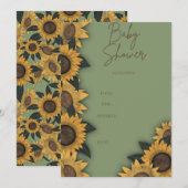 Zonnebloem Bloom Baby shower Uitnodigt Kaart (Voorkant / Achterkant)