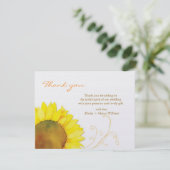 Zonnebloem Bloom Bruiloft Dank u Kaart (Staand voorkant)