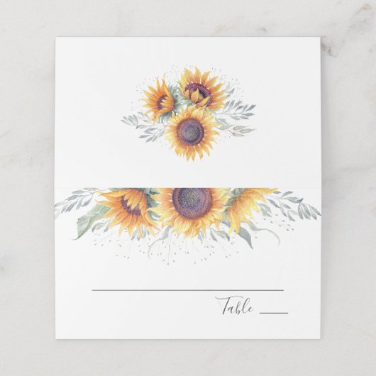 Zonnebloem Bloom | Floral Wedding Plaatskaartje (Buitenkant ongevouwen)