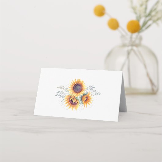 Zonnebloem Bloom | Floral Wedding Plaatskaartje (Achterkant)