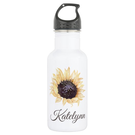 Zonnebloem Bloom Gepersonaliseerde Waterfles Waterfles (Voorkant)