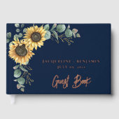 Zonnebloem Bloom Greenery Script Moderne bruiloft Gastenboek (Voorkant)