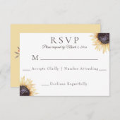 Zonnebloem Blooms Bruiloft RSVP Reactie Kaart (Voorkant / Achterkant)