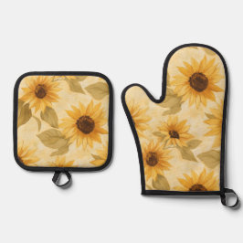 Zonnebloem Blooms Oven Mitt en Pot Holder Set