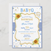Zonnebloem Blue Gingham Baby Q Barbecue Kaart (Voorkant)