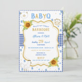 Zonnebloem Blue Gingham Baby Q Barbecue Kaart (Staand voorkant)