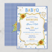 Zonnebloem Blue Gingham Baby Q Barbecue Kaart (Voorkant / Achterkant)