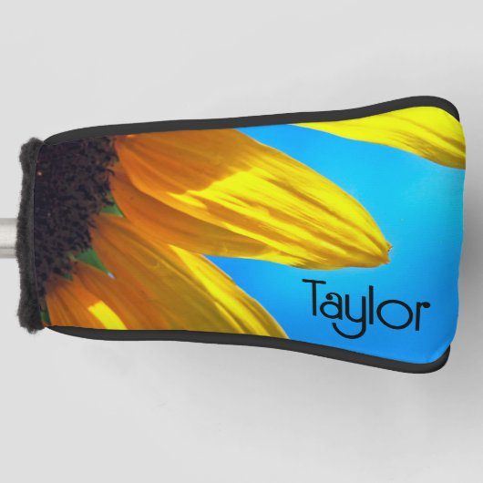 Zonnebloem Blue Sky gepersonaliseerd golfhoofd Hoe Golfheadcover (Voorkant)