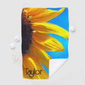 Zonnebloem Blue Sky gepersonaliseerde golfhanddoek (Insitu)
