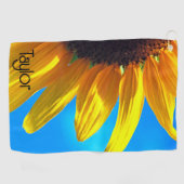 Zonnebloem Blue Sky gepersonaliseerde golfhanddoek (Horizontaal)