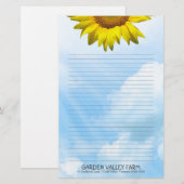 Zonnebloem Blue Sky Lined Persoonlijk Schrijfpapie Briefpapier (Voorkant / Achterkant)