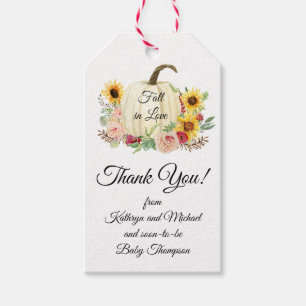 Zonnebloem Blush Roos Bloemen Dank je Baby Meisje Cadeaulabel