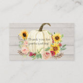 Zonnebloem Blush Roze Bloemen Pompoen Baby shower Informatiekaartje (Achterkant)