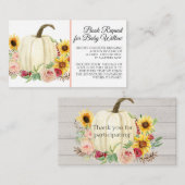 Zonnebloem Blush Roze Bloemen Pompoen Baby shower Informatiekaartje (Voorkant / Achterkant)