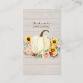 Zonnebloem Blush Roze Bloemen Pompoen Luier Raffle Visitekaartje (Achterkant)