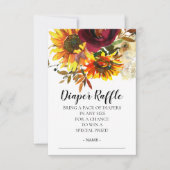 Zonnebloem Boeket Baby shower Luier Raffle Ticket Kaart (Voorkant)