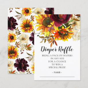 Zonnebloem Boeket Baby shower Luier Raffle Ticket Kaart