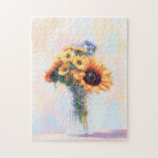 Zonnebloem Boeket Bloem Kunst Puzzel (Verticaal)
