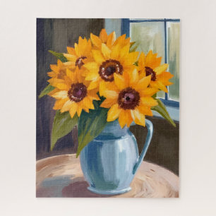 Zonnebloem Boeket Bloemige Aquarel Schilderij Legpuzzel