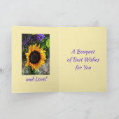 Zonnebloem Boeket Botanische Bloemen Beste wensen Kaart (Binnen)