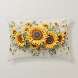 Zonnebloem Boeket Botanische Kunst Accent Kussen