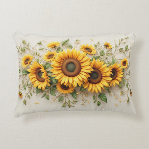 Zonnebloem Boeket Botanische Kunst Accent Kussen
