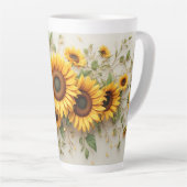 Zonnebloem Boeket Botanische Kunst Latte Mok (Rechterhoek)