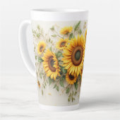 Zonnebloem Boeket Botanische Kunst Latte Mok (Linkerhoek)