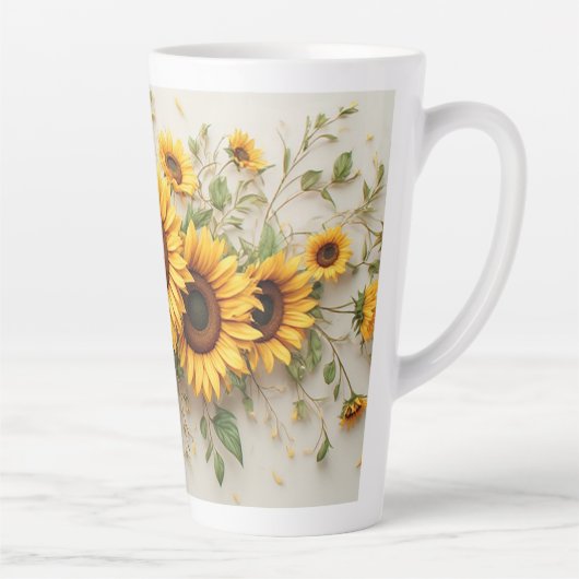 Zonnebloem Boeket Botanische Kunst Latte Mok (Rechts)
