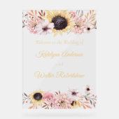 Zonnebloem Boeket Bruiloft Welkom Acryl Bord (Voorkant)