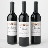 Zonnebloem Boeket Bruiloft Wijn Label Etiket (Flessen)
