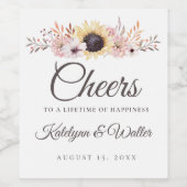 Zonnebloem Boeket Bruiloft Wijn Label Wijn Etiket (Enkel label)