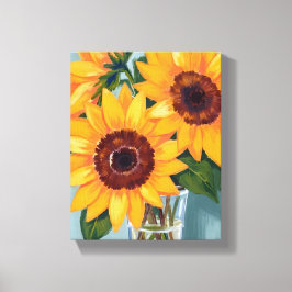 Zonnebloem Boeket | Gele Bloemen in Waterverf Canvas Afdruk