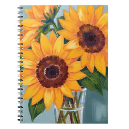 Zonnebloem Boeket | Gele Waterverf Bloemen Notitieboek