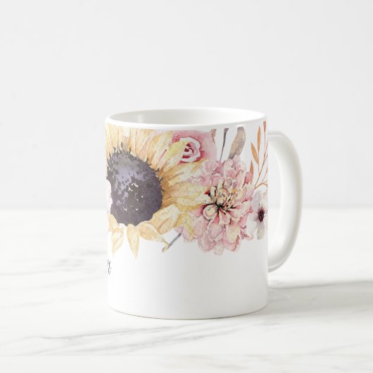 Zonnebloem Boeket Gepersonaliseerde Koffie Mok (Voorkant rechts)