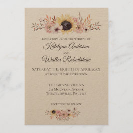 Zonnebloem Boeket Landelijke Stijl Bruiloft Kaart