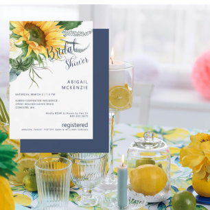 Zonnebloem Boeket Navy Bruidsfeest Kaart