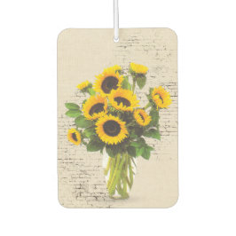 Zonnebloem boeket op baksteen luchtverfrisser