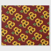Zonnebloem Boeket Patroon Bourgondië Cadeaupapier (Vlak)