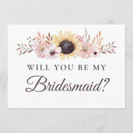 Zonnebloem boeket zal je mijn bruidsmeisje zijn kaart