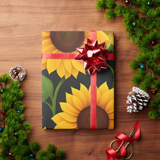 Zonnebloem Boerderij 3D isometrisch patroon Cadeaupapier (Feestdagen Geschenken)