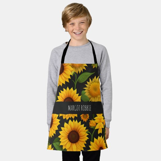 Zonnebloem Boerderij 3D isometrisch patroon Schort (Gedragen)