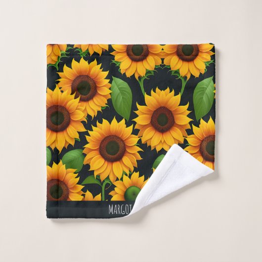 Zonnebloem Boerderij 3D Kleurrijke Patroon Bad Handdoek (Wasdoekje)