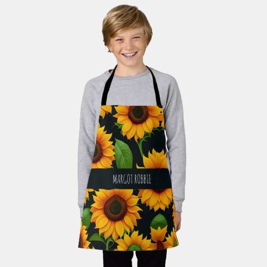 Zonnebloem Boerderij 3D Kleurrijke Patroon Schort (Gedragen)