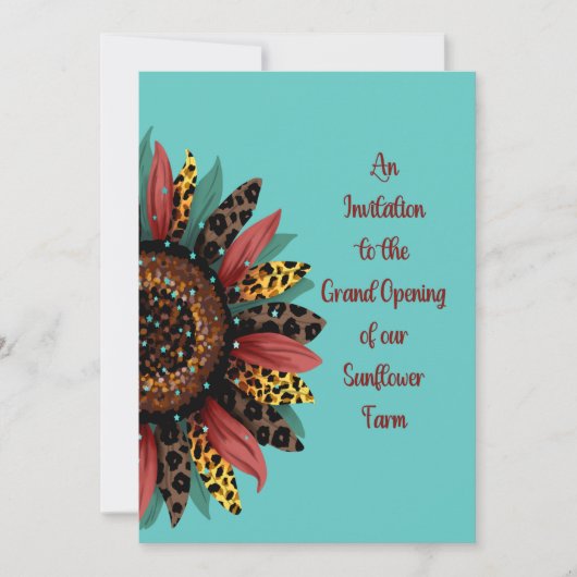 Zonnebloem Boerderij Grote Openingsuitnodiging Kaart (Voorkant)