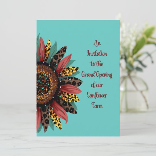 Zonnebloem Boerderij Grote Openingsuitnodiging Kaart (Staand voorkant)